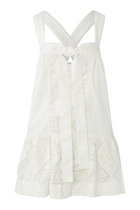Drop Waist Embroidered Mini Dress